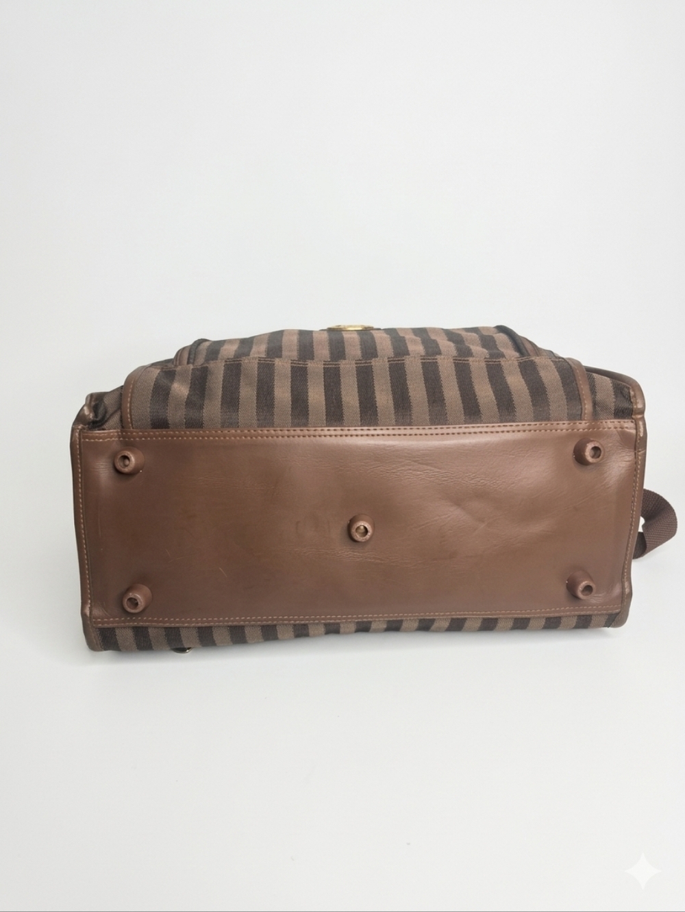Destinations Vintage Brown Striped Travel Duffel Bag w/Lock  UNISEX - Picture 9 of 16